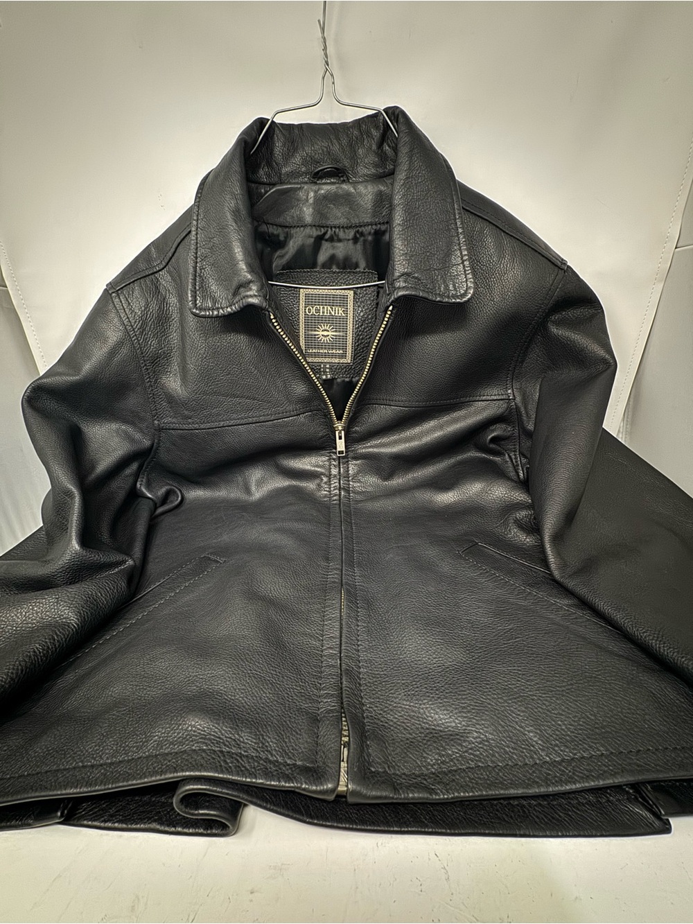 Vintage  OCHNIK Men's Black Leather Zip Jacket black SZ D48 preowned